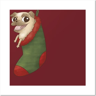 Stocking Stuffer Pug Posters and Art